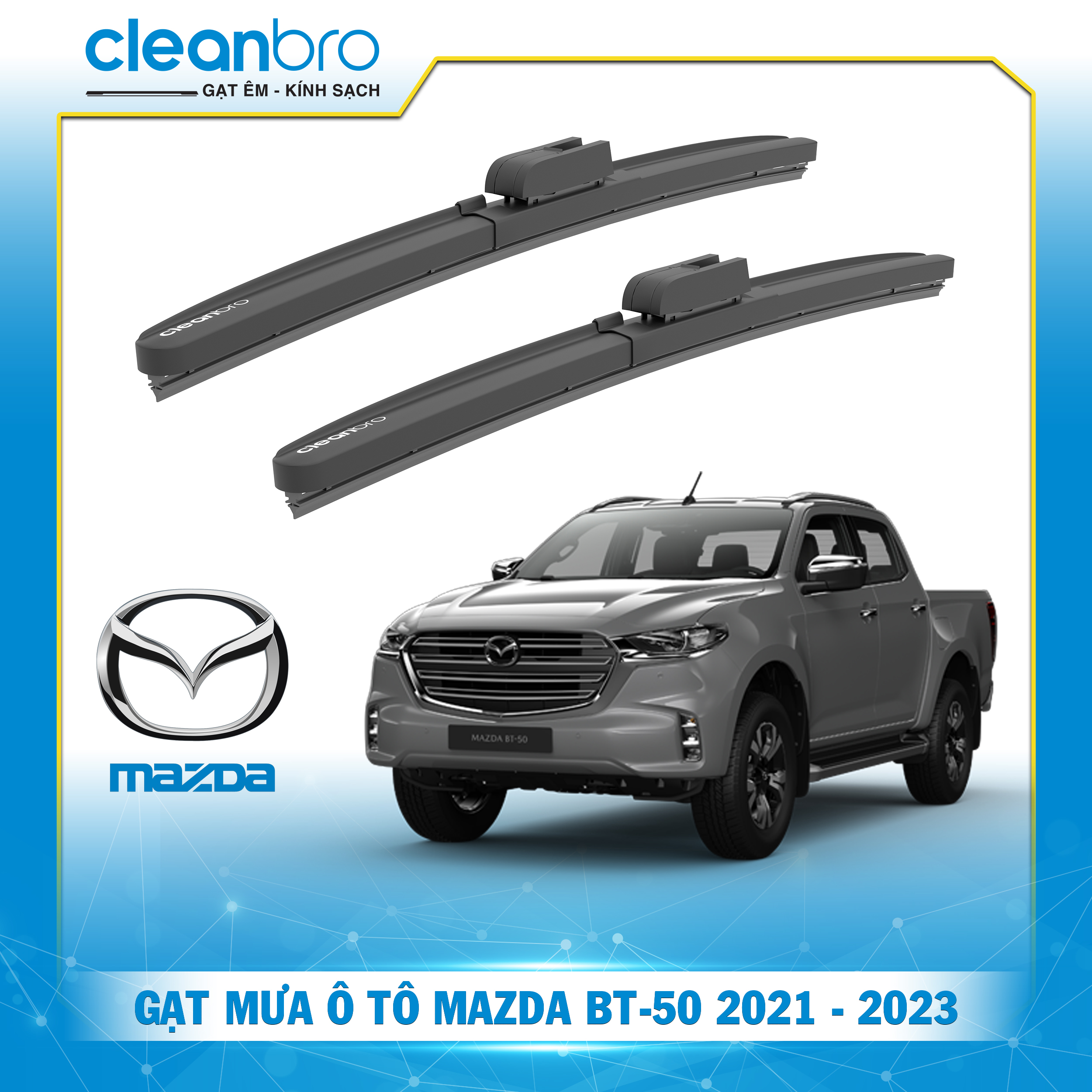 Gạt mưa ô tô hiệu ứng lá sen Mazda BT-50 [2021-2023+]